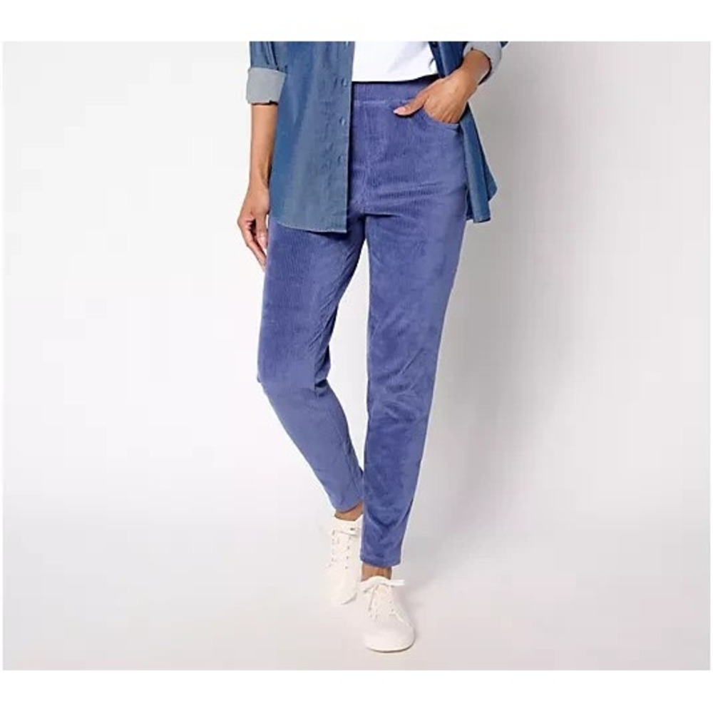 Quacker Factory Tall Corduroy Slim Leg Pant with Back Pocket Indi, Tall XX-Small